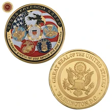 WR домашний декор 999,9 24 k позолоченная США Freedom наградная монета рождественские подарки США золотая металлическая монета для сувенира