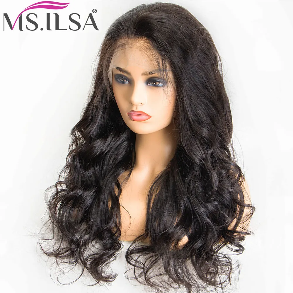 Body Wave Lace Front Human Hair Wigs For Women Natural Wave Brazilian 4 Inch Remy Lace Wig with Pre Plucked Baby Hair MS.ILSA