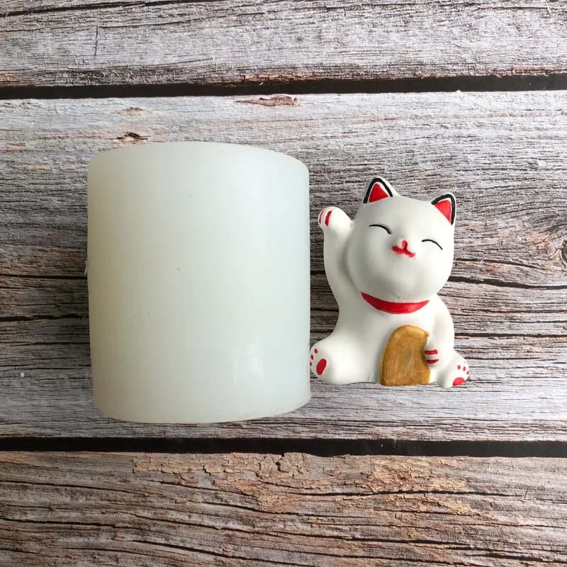 Lucky Cat Animal Silicone Mold Creative 3D Silicone Molde for Soap Clay