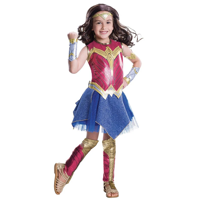Костюм Чудо-женщины для девочек, костюм Чудо-женщины, Детский костюм супергероя для костюмированной вечеринки, Детский костюм на Хэллоуин