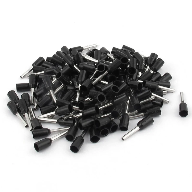 100 x Cable Terminal Crimp Insulated Bootlace Black E7508 20AWG-Rotating Ferrule | Обустройство дома