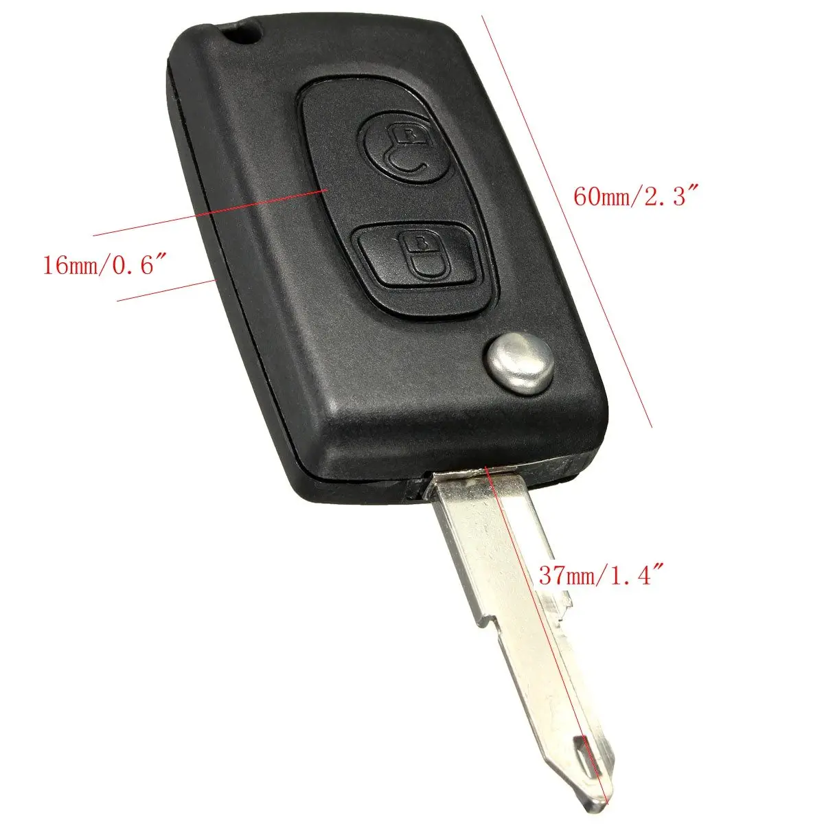 

Car 2 Buttons Remote Flip Key Case Fob Cover Shell BLADE For Peugeot 206