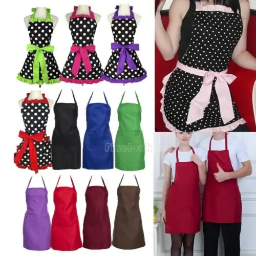 Women Men Chef Restaurant Bib Apron with Pockets Cooking Kitchen Adjustable
