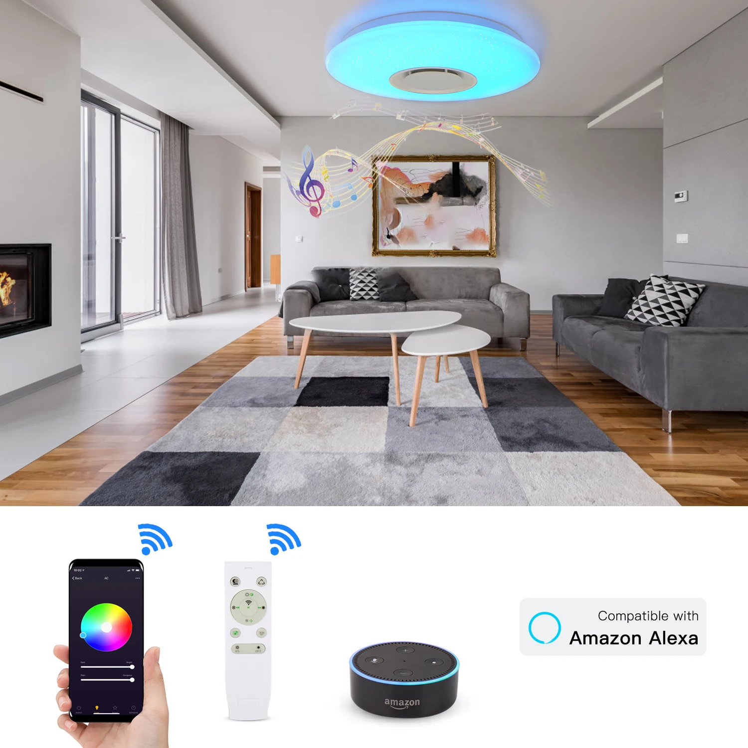 Günstig Moderne LED Stern Licht RGB Smart Blutooth Musik Decke Licht Dimmbare 36W APP Fernbedienung Licht für Für Wohnzimmer zimmer Schlafzimmer