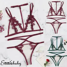 Женское сексуальное нижнее белье Babydoll, кружевное ночное белье, нижнее белье, комплект с бюстгальтером