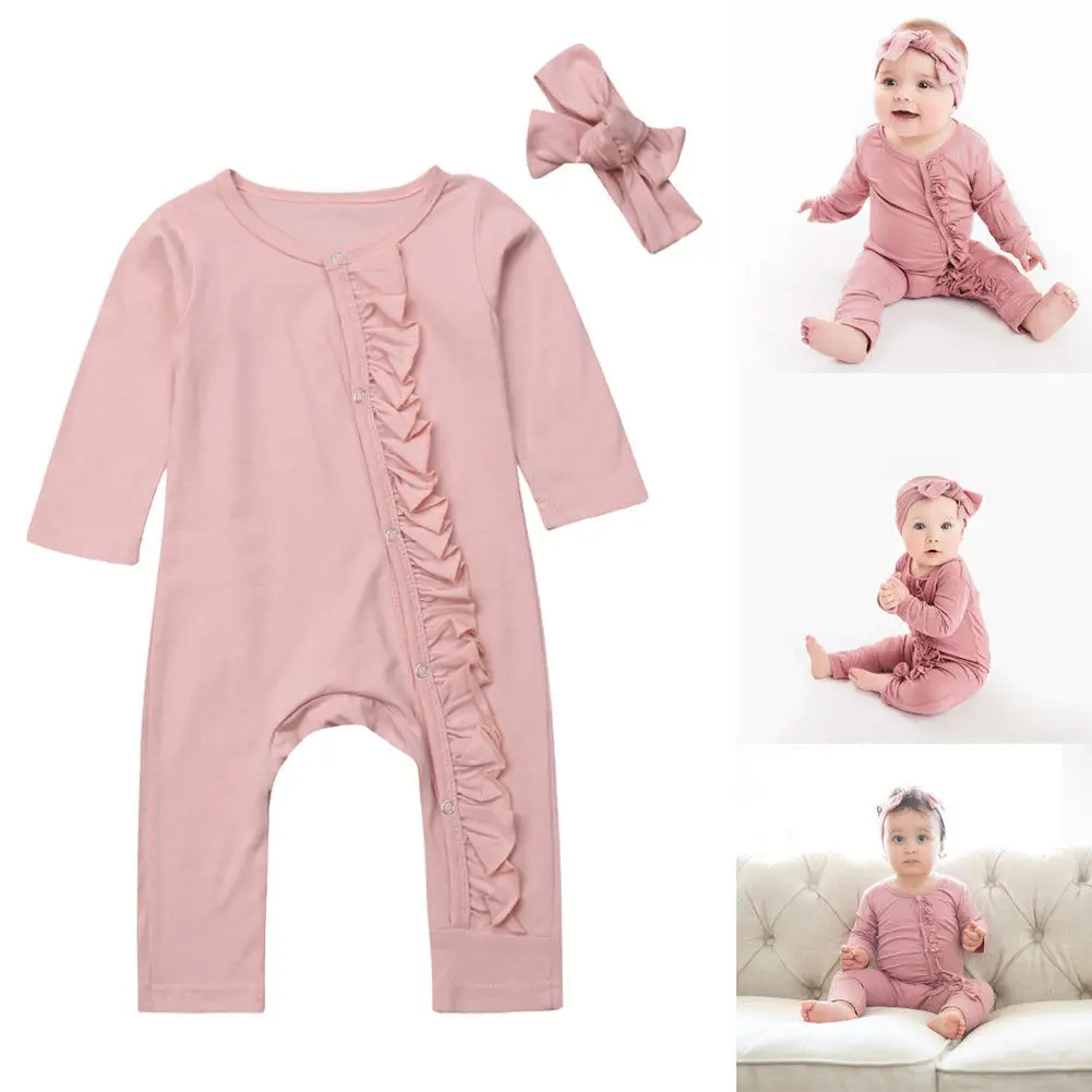 

New Arrivel Ruffles Toddler Infant Baby Girl Long Sleeve Romper Jumpsuit Autumn Spring Clothes Outfits