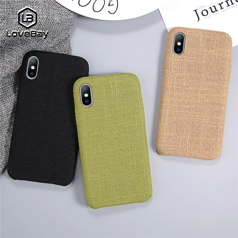 

Lovebay Phone Case For iPhone 6 6s 7 8 Plus X XR XS Max Fashion Cloth Texture Canvas Soft PU Fundas For iPhone X Phone Case Bags