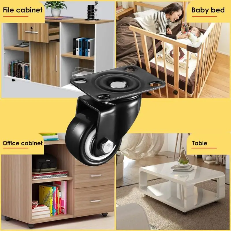 

1.5/2/2.5in Heavy Duty Caster Universal Office Chair Caster Wheel Swivel PU Metal Wheel Soft Safe Rollers for Furnitures