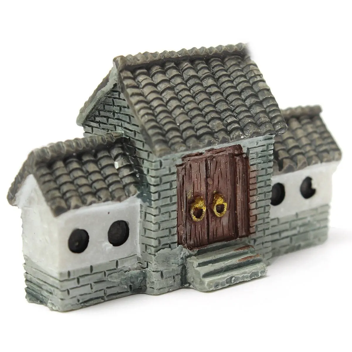 

New-Miniature Villa House Dollhouse Potted Flower Plant Craft DIY Ornament Bonsai Decor Chinese Ancient City Gate Gray
