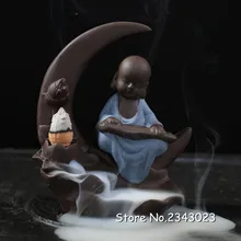 Креативный милый маленький Монах Будда курильница с обратным потоком ладан горелка для гостиной и домашнего офиса Чайный домик домашний декор NL10