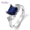 New Square Silver 925 Jewelry Rings Women's Finger Ring With Dark Blue Sapphire Gemstone Zircon Vintage Fine Jewelry Wholesale ► Photo 1/5