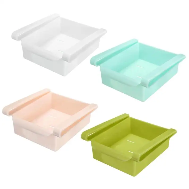 

2019 Slide Kitchen Fridge Freezer Space Saver Organizer Storage Rack Shelf Holde Storage box rack Durable food containers