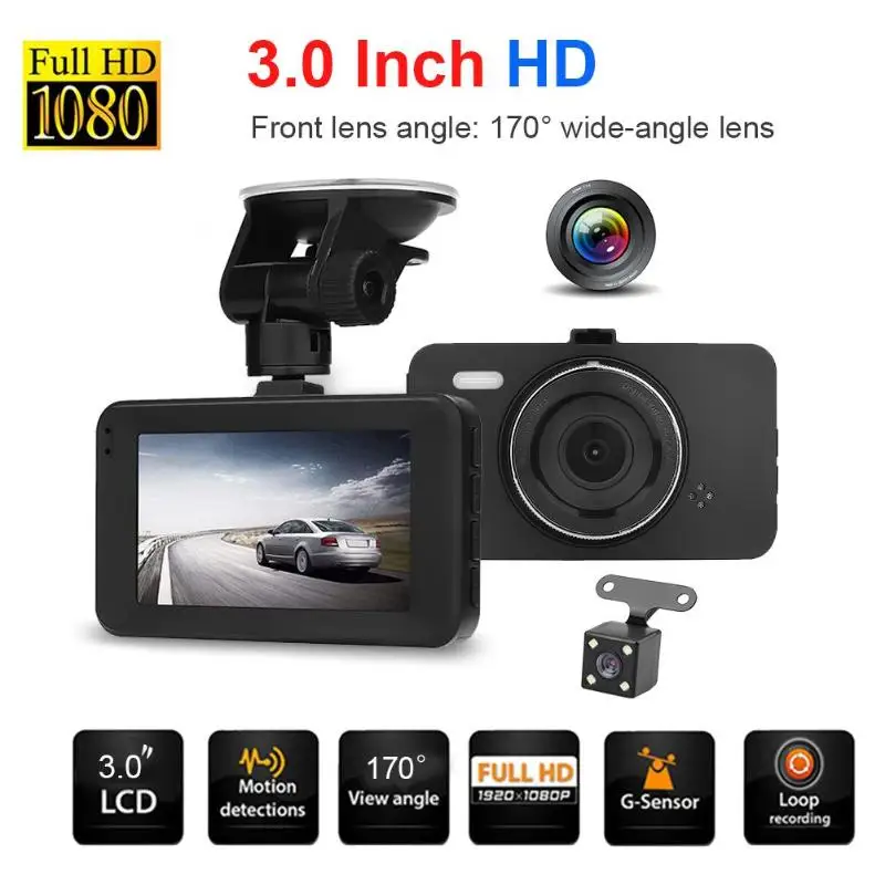 

VODOOL 3 Inch TFT Screen Car DVR Camera 170Degree Wide Angle Lens Dash Cam Video Recorder Registrator G-sensor Dashcam Camcorder
