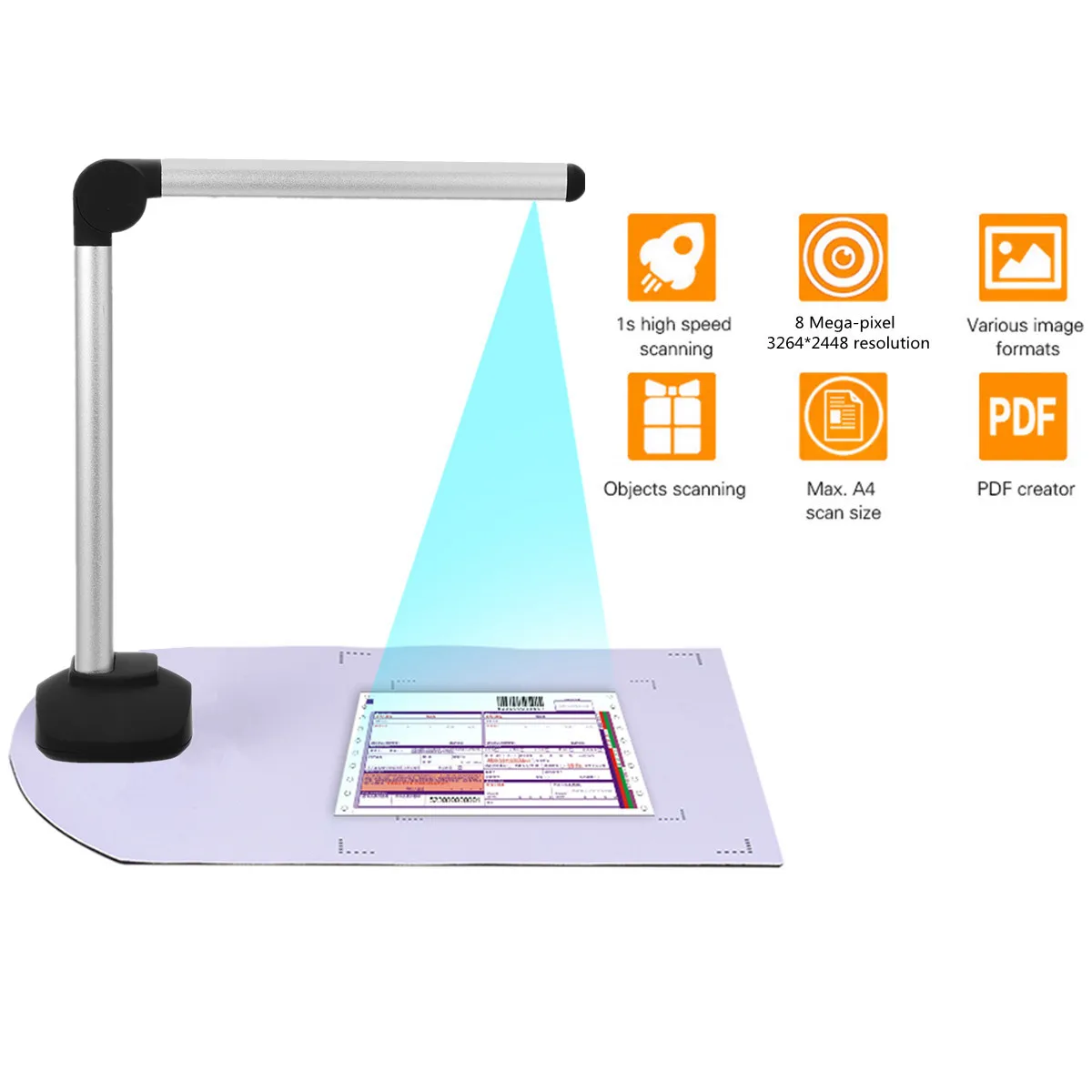 

A4 Document Camera Scanner Portable High Speed USB Book Image With 8.0MP Camera School Office Library Bank HD High-Definition