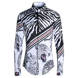 Модный принт рубашки мужские 2019 с длинными рукавами Chemise Homme высокое качество Бизнес мужской рубашки Повседневное мужские рубашки