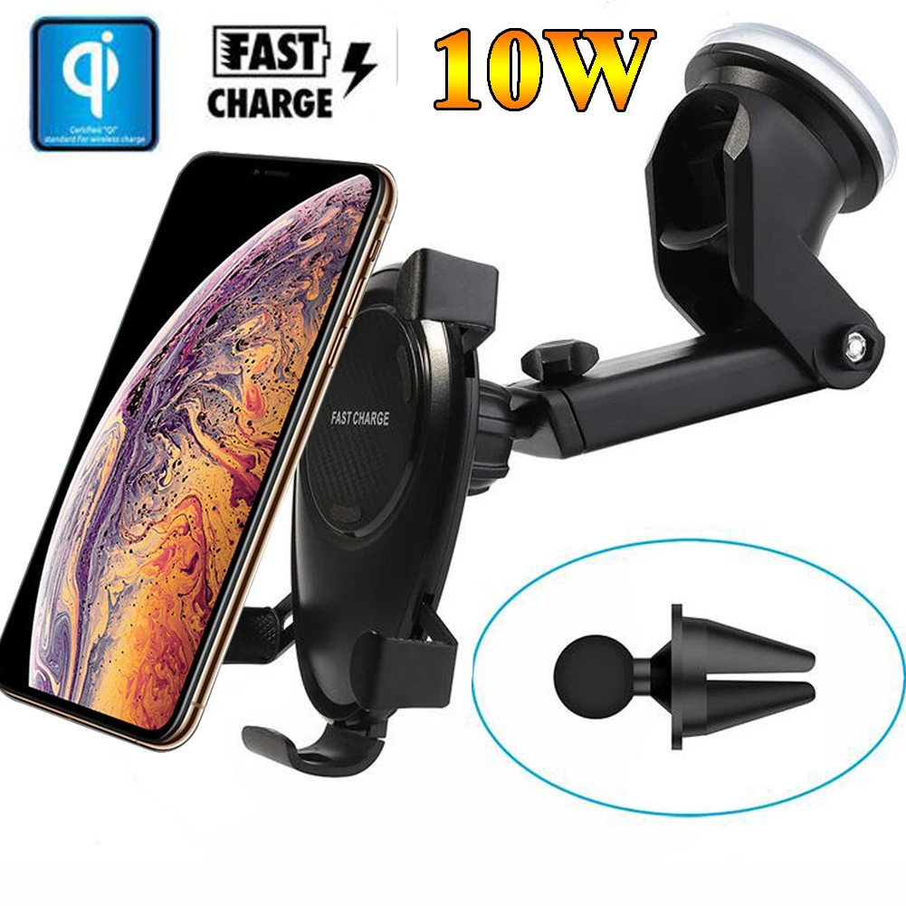 Mayround 10W Qi Wireless Charger Car Mount Vent Holder For iPhone Xs Max XR Samsung Note 9 S9 Plus+Free 360 Degree Holder