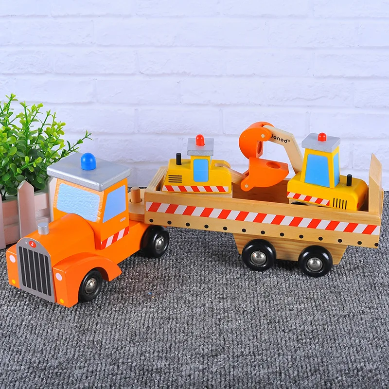 

Wooden Carrying Excavator Bulldozer Child Truck Model Early Teaching Cognitive Educational Toy