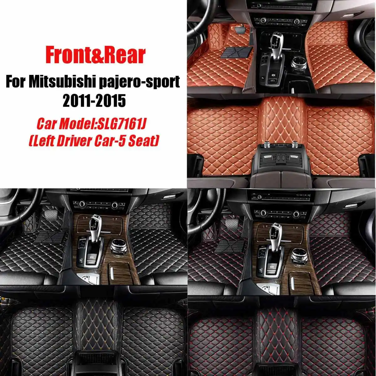 

For Mitsubishi Pajero-sport 2011-2015 LHD Car Leather Floor Mats For Cars Front Rear 1Set Cover Foot Carpet Anti-Slip Styling