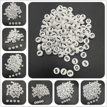 100 pces 4x7mm número 0-9 acrílico carta grânulos encantos pulseira colar para fazer jóias grânulo acessórios