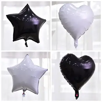 

Taoup Black Happy Children's Birthday Balloons Figures Love Heart Pentagram Round Ballons Accessories Foil Balloons Wedding Love