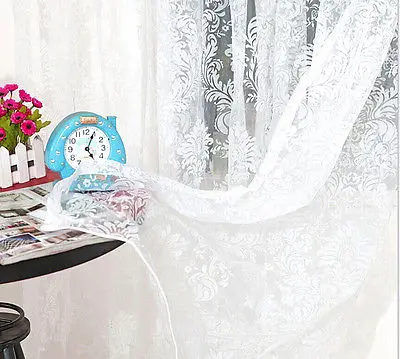 

New classical classic flower curtain window screening customize finished products coffee white light yellow tulle curtain