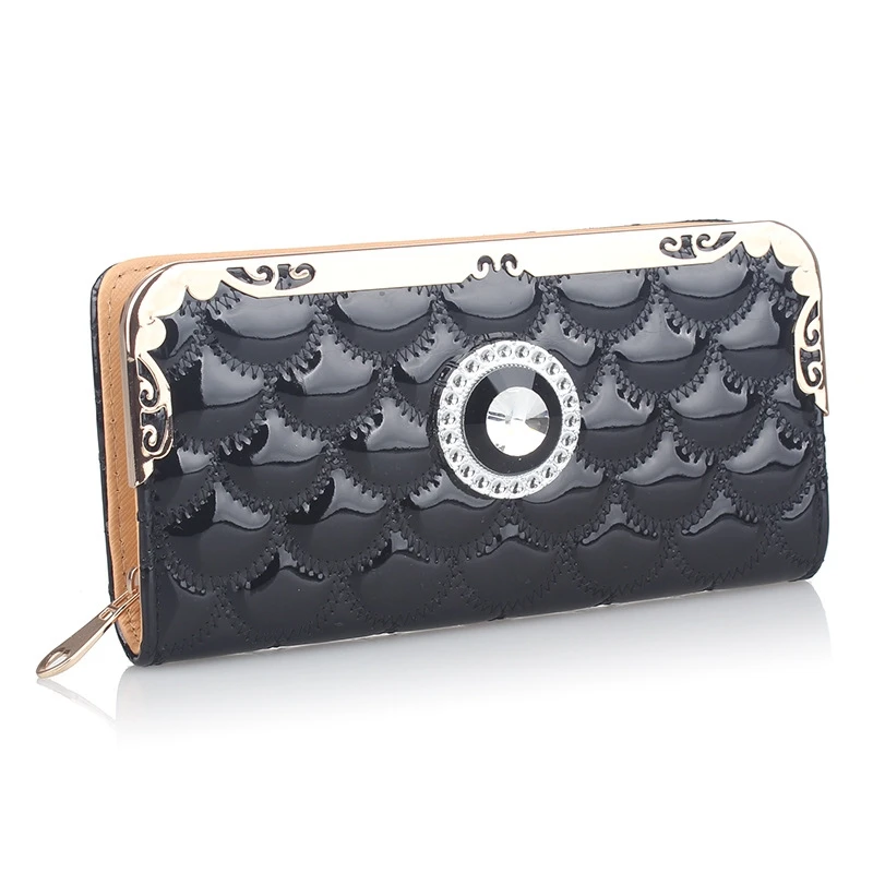 

Korean Version Fish Scales Embroidered Wallet Long Section With Diamond Wallet Multi-Function Leather Wallet