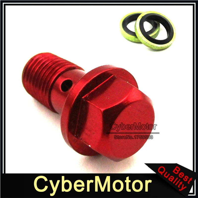 Red M10x1.0 Banjo Bolt Screw For Pit Dirt Bike ATV Quad Go Kart Moped Scooter Motorcycle Hydraulic Brake Oil Cooler