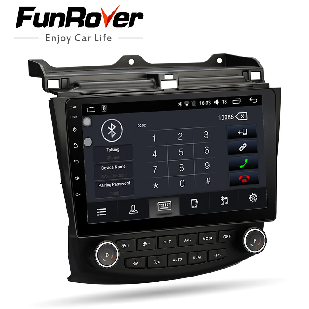 Funrover auto Radio Multimedia Android 8,0 para Honda Accord 7 2003-2007 coche dvd estéreo de audio player navegación gps wifi RDS 2din