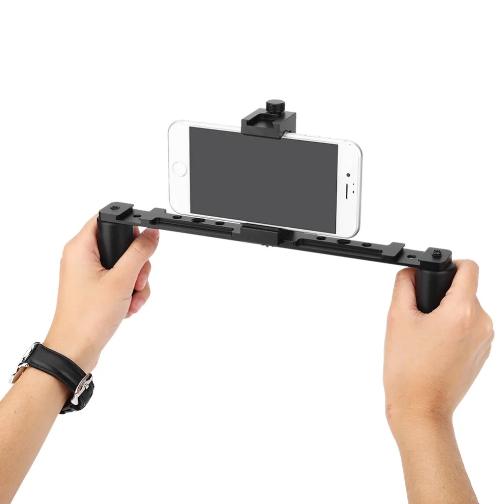 

Universal DSLR Camera Dual Handle Handheld Stabilizer Anti-Shake Hand Grip Holder for iPhone XR XS Max for Sony IOS Android