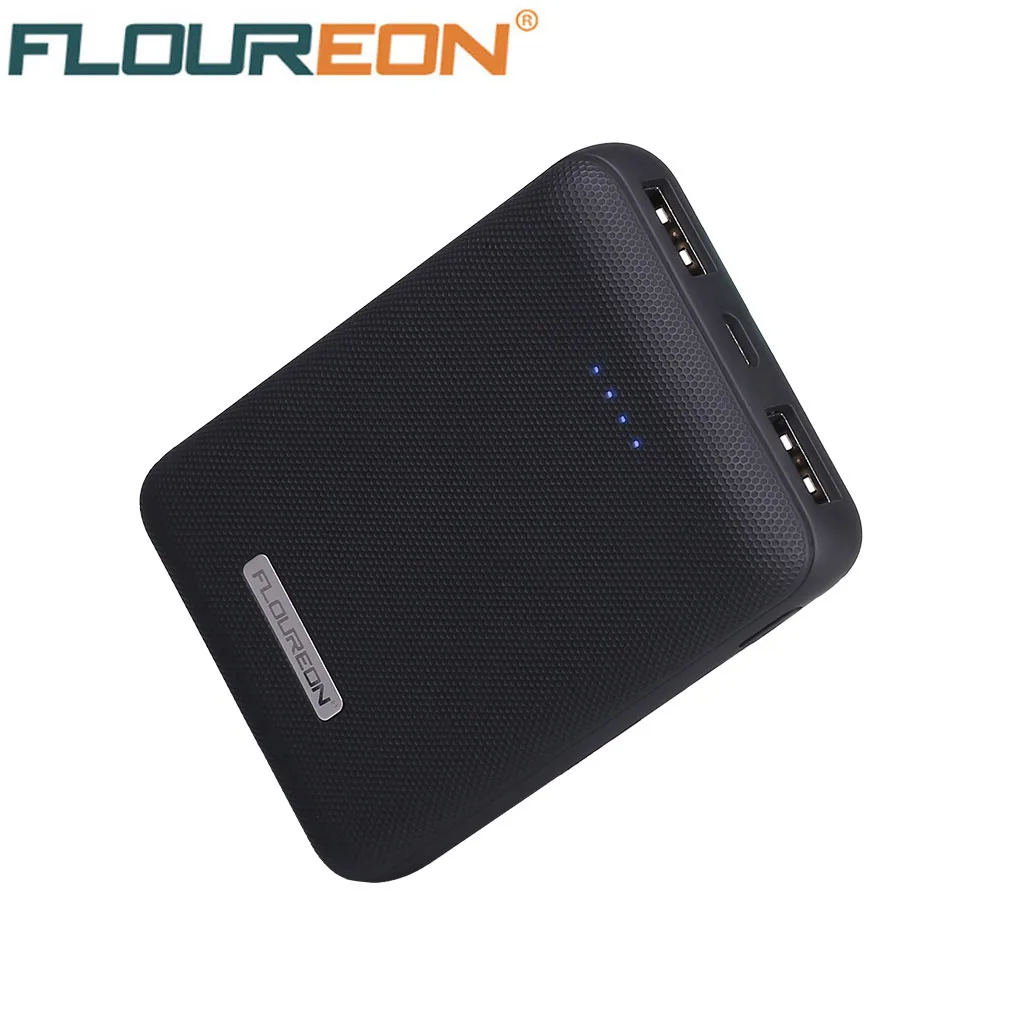 Floureon 10000 мА/ч Мощность мобильные аккумуляторы Dual USB Портативный внешний Батарея