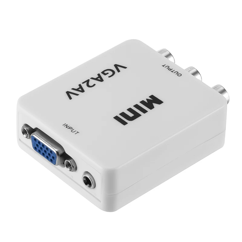 

2019 VGA to AV Mini Converter Adapter Support 1080P VGA2AV Converter PC to TV HD Computer to TV Wholesale