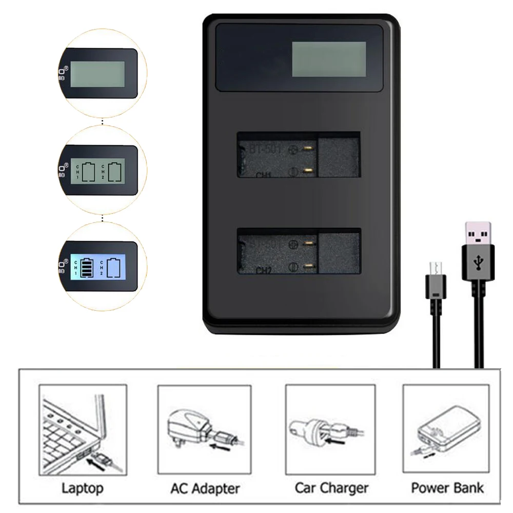 ЖК-дисплей Дисплей ПК Мощность Bank автомобильное USB Dual Камера Батарея док-станция для Зарядное устройство для Canon NB-6L NB-12L LP-E6 E6N LP-E8 LP-E10 LP-E12 LP-E17