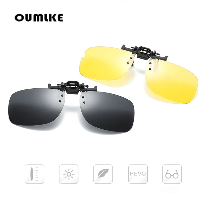 

OUMLKE Polarized Clip Sunglasses Brand Designer Night Vision Sun Glasses for Men Women Yellow Driving Anti Glares UV400 Lenses