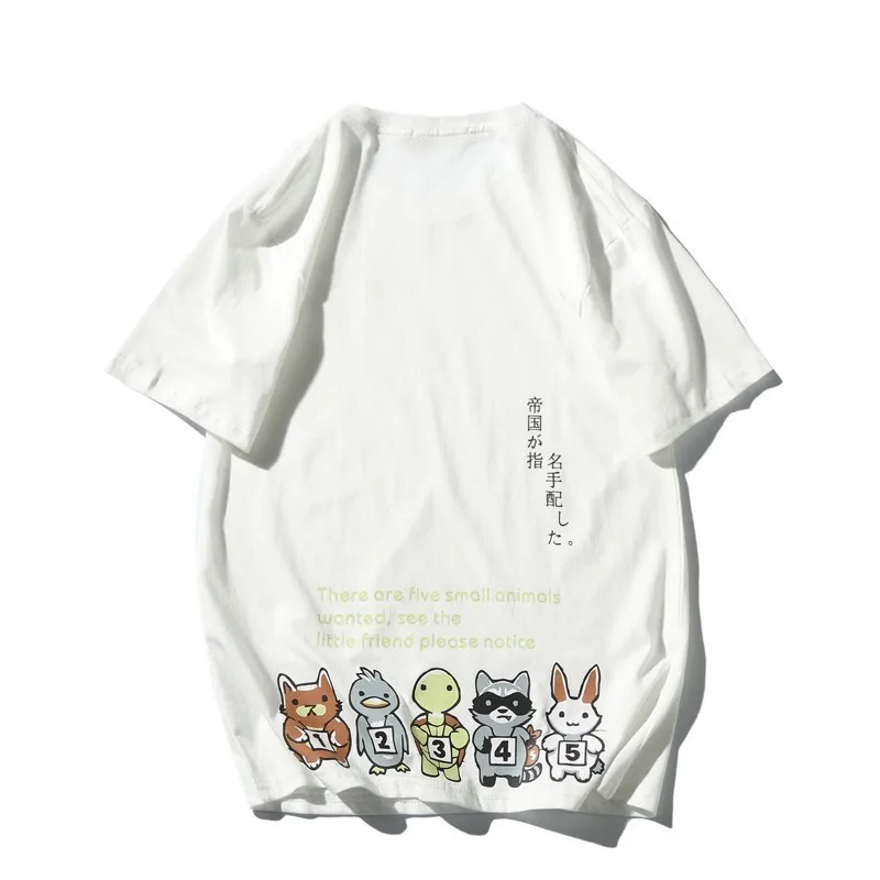 

2019 Hip Hop T Shirt Men Cat Cartoon Back Print T-shirt Men Harajuku Streetwear Tshirt Cotton Short Sleeve Summer Tops Tee Men