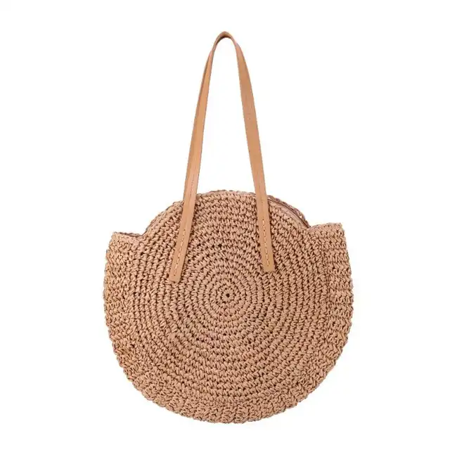 Us 5 09 45 Off Large Capacity Handbags Round Straw Bags Moroccan Palm Basket Bag Natural Oval Tote Circle Women Hand Woven Beach In