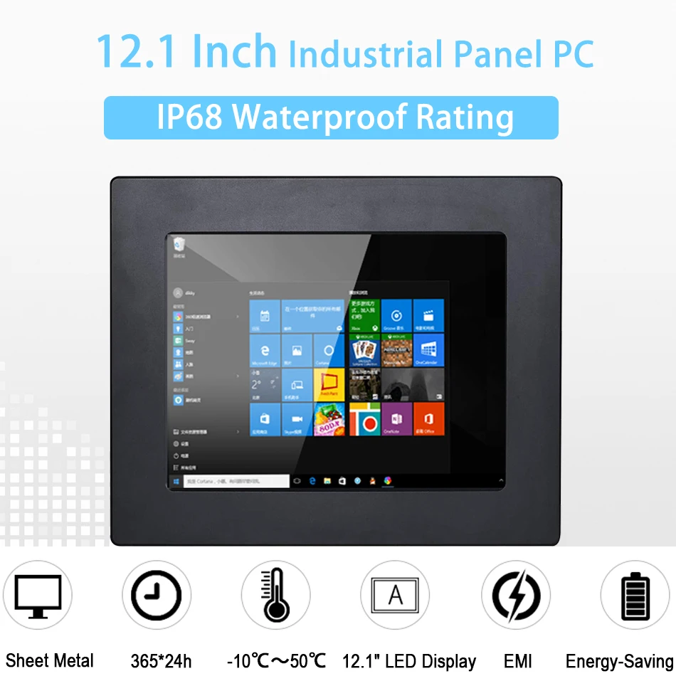 IP68 resistente al agua 12,1 pulgadas Panel Industrial PC todo en uno táctil resistiva pantalla windows 7/10/Linux Intel J1900 [HUNSN WD18]