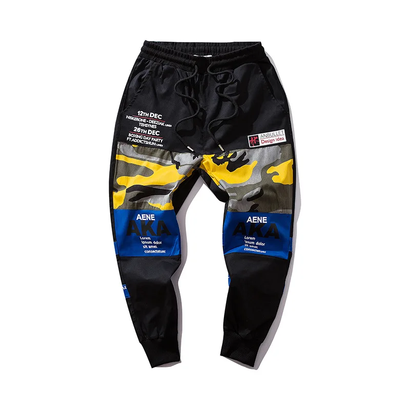 

Camouflage Patchwork Pockets Cargo Harem Pants Mens Hip Hop Casual Jogger Tatical Trousers Harajuku Male Pants