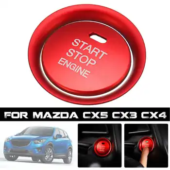 

Car Engine Start Stop Push Switch Button Cover + Ring Trim for Mazda CX5 CX3 CX4 Upgrade Car Styling Button Cover