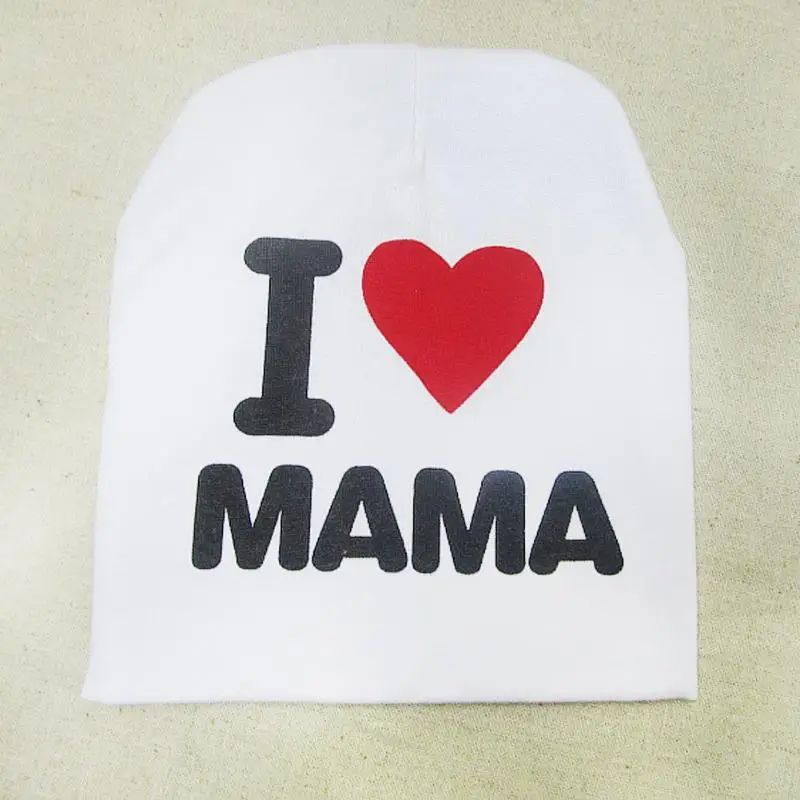 Осенне зимняя теплая детская шапочка с надписью I Love Papa Mama шапка для маленьких
