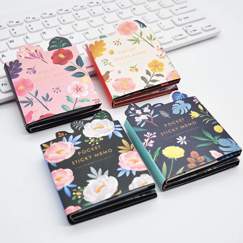 

Creative Beautifull Fresh Flowers Six-fold Memo Pad N Times Pasted Sticky Notes Planner Stickers Kawaii Student Stationery