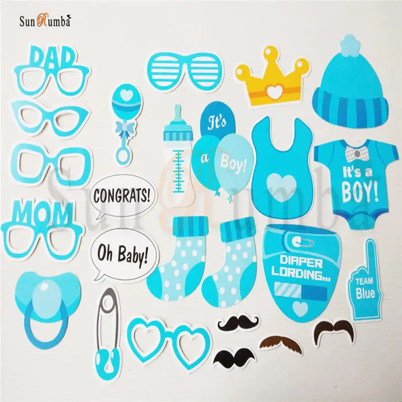 

25pcs Funny Photobooth Props Baby Shower Boy Photo Booth Party Supplies Photobooth Gender Reveal Babyshower Events Decoration