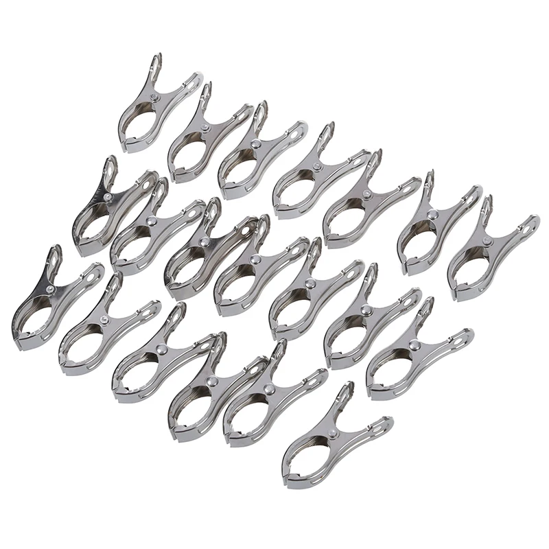 

Silver Tone Metal Clothespins Hanging Clothes Clips Pegs 20 Pcs