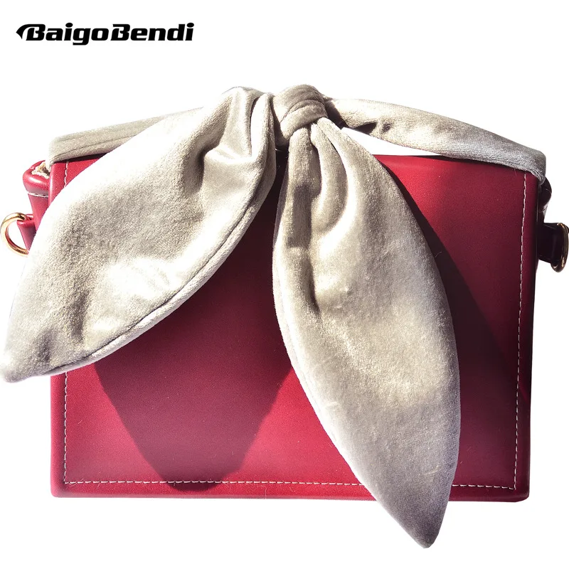 

New Trendy Velvet Ribbons Flap Bag Womans Casual Shoulder Bag Beautiful Retro Messenger Bag Bow Handbag Girls Gift