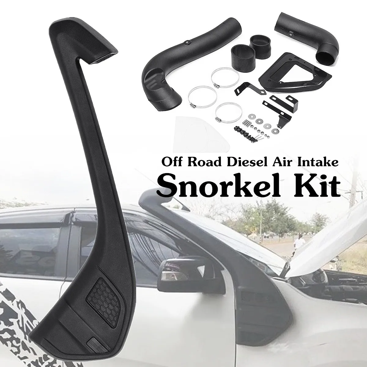

For 2013 Ford-Ranger T6 Wildtrak Air Raise Intake Snorkel Petrol Diesel-Kit Set 110x30cm Polyethylene Black UV Resistant Linear