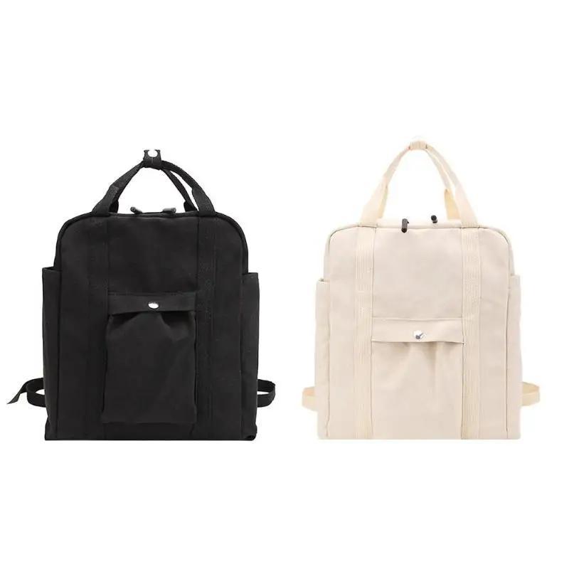

Casual Simple Canvas Backpack Tote College Style Zipper Girls Schoolbags