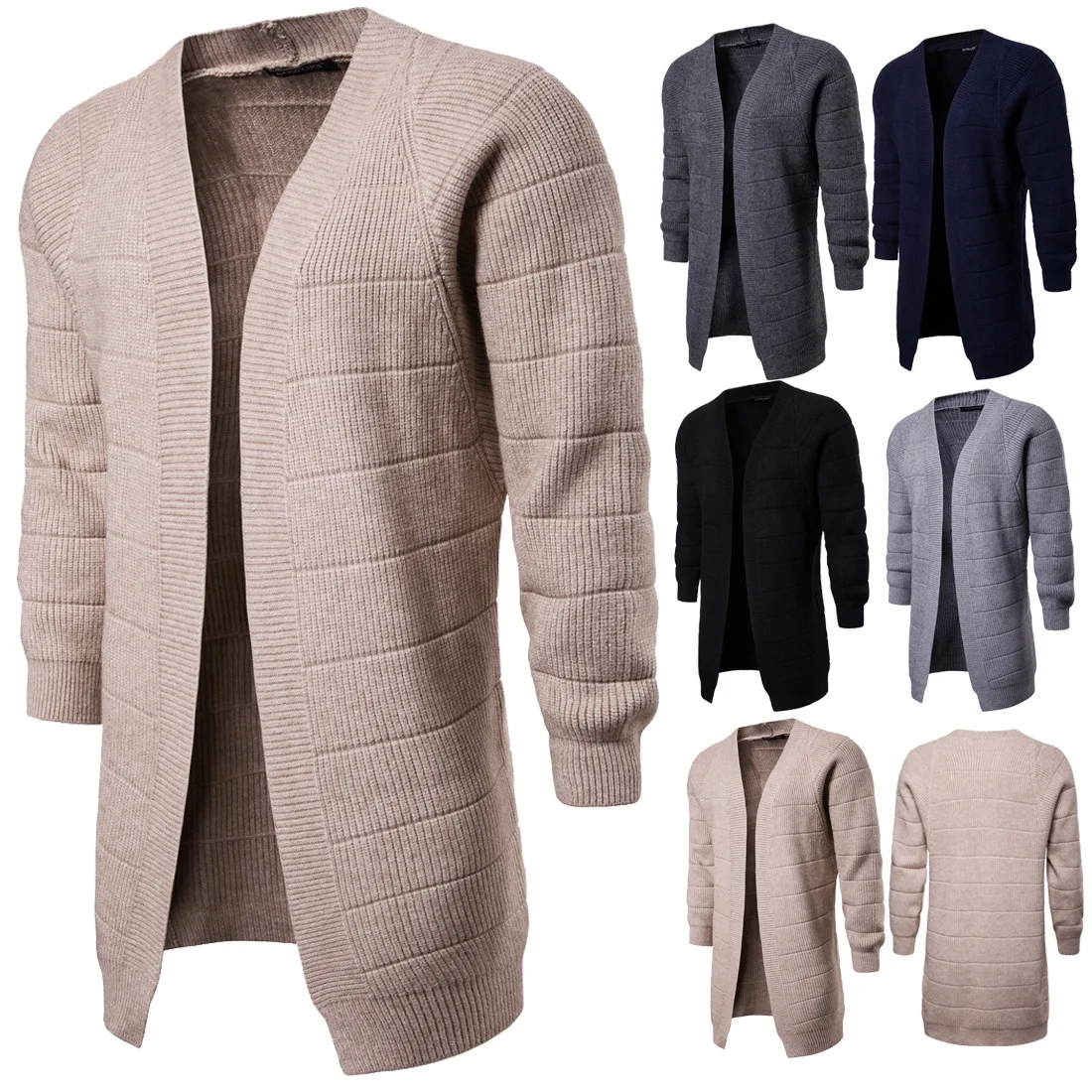 

Mens Cardigan Sweaters Long Sleeve Knit Open Front Cardigans with Pocket