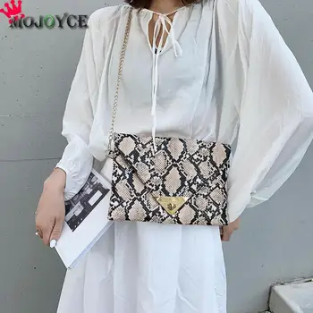 

New Fashion Women's Synthetic Leather Messenger Bag Boa Snake Skin Envelope Bag Day Clutche Purse Lady Evening Bag