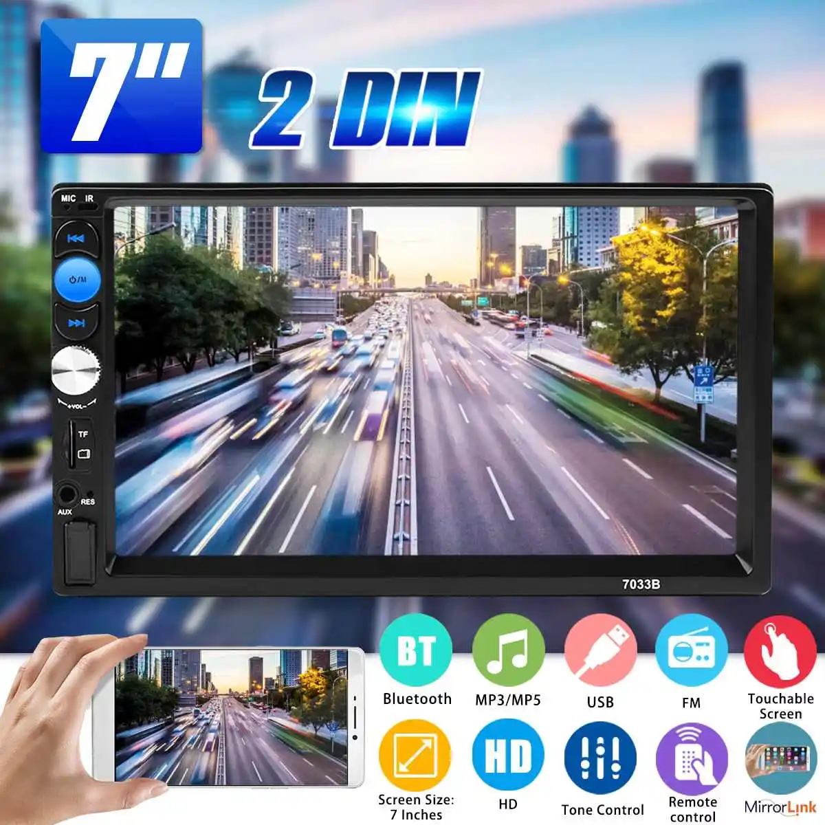

7 inch 2 Din WINCE System Universal Car 1080P Player MP3 MP4 MP5 FM bluetooth Stereo Raido Video Audio Multimedia Player