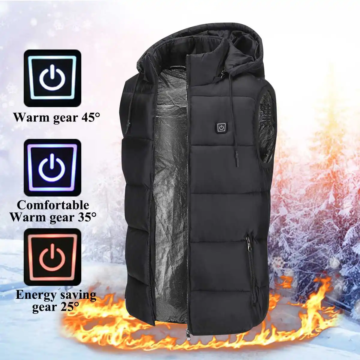 

Unisex Thermal 2018 Temp Control Heating Electric Heated Vest New Colors 5V USB Winter Warm Hooded Jacket Hat Clothing Waistcoat