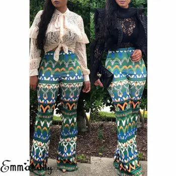 

New Fashion Women Skinny High Waist Printed Bell Bottom Stretch Flare Pants Trousers